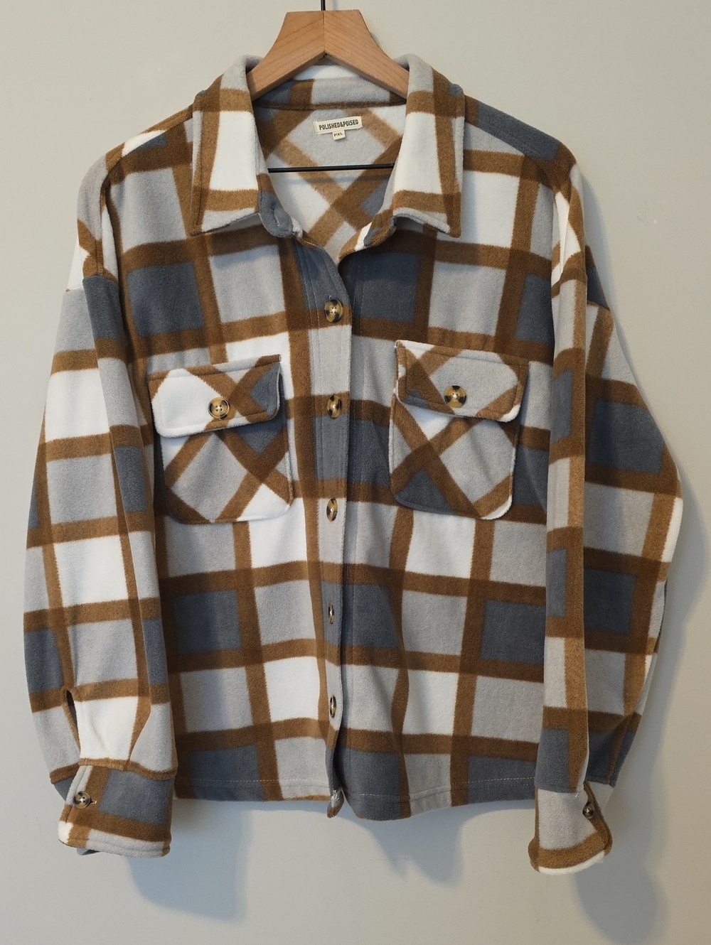 Polished & Poised Plush Plaid Shacket Shirt Jacket PXL